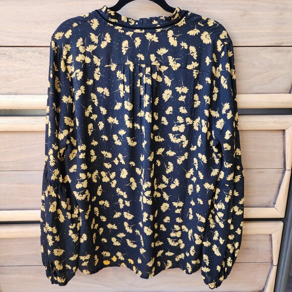 NYDJ Floral-Print Bishop-Sleeve Peasant Blouse - L - Picture 6 of 6